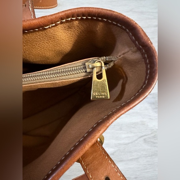 Celine Macadem Triomphe Vintage Leather Bucket Tote Bag - Picture 11 of 13